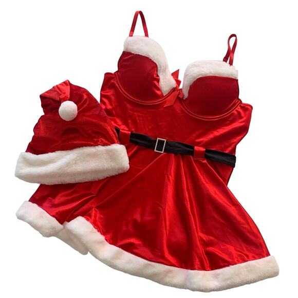 Yandy Christmas Sexy Santa Red & White Babydoll Women’s Halloween Costume 1X/2X - Picture 13 of 13